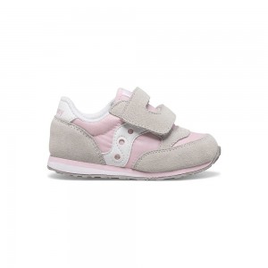 Saucony Baby Jazz Hook & Loop Sneaker Szürke Rózsaszín Fehér | NWS-217834