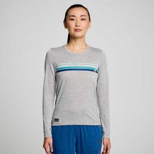 Saucony Stopwatch Grafika Long Sleeve Világos Szürke | QAS-186759