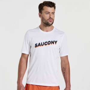 Saucony Stopwatch Grafika Rövid Sleeve Fehér | VCG-429318