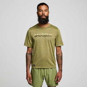 Saucony Stopwatch Grafika Rövid Sleeve Glade Heather Graphic | FYV-328756