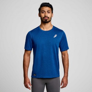 Saucony Stopwatch Grafika Rövid Sleeve Sötétkék | IQK-957201