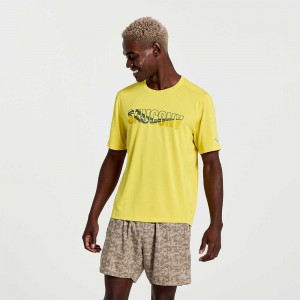 Saucony Stopwatch Grafika Rövid Sleeve Sulphur Heather Graphic | IPJ-614098