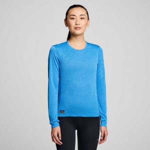 Saucony Stopwatch Long Sleeve Bluelight Heather | CQO-147392