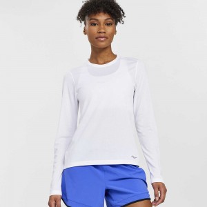 Saucony Stopwatch Long Sleeve Fehér | TSZ-463172