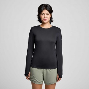 Saucony Stopwatch Long Sleeve Fekete | XEN-691023