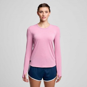 Saucony Stopwatch Long Sleeve Orchid Heather | GPU-042195