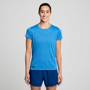 Saucony Stopwatch Rövid Sleeve Bluelight Heather | ZTJ-452387