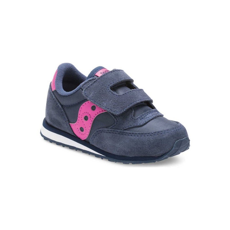 Saucony Baby Jazz Hook & Loop Sneaker Sötétkék Rózsaszín | SHO-156839