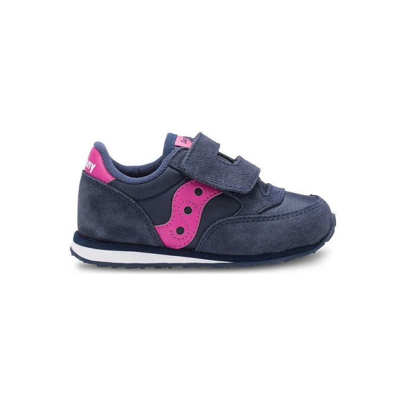 Saucony Baby Jazz Hook & Loop Sneaker Sötétkék Rózsaszín | SHO-156839