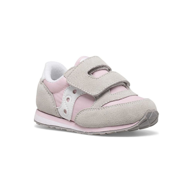 Saucony Baby Jazz Hook & Loop Sneaker Szürke Rózsaszín Fehér | NWS-217834