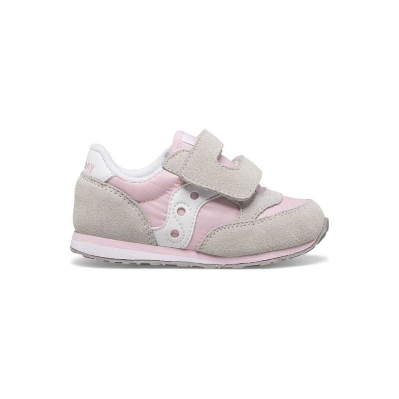 Saucony Baby Jazz Hook & Loop Sneaker Szürke Rózsaszín Fehér | NWS-217834