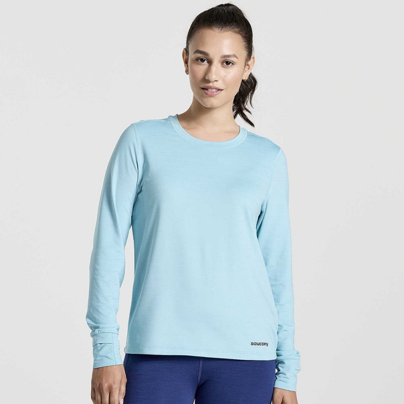 Saucony Boulder Baselayer Rainfall Heather | VHQ-095481