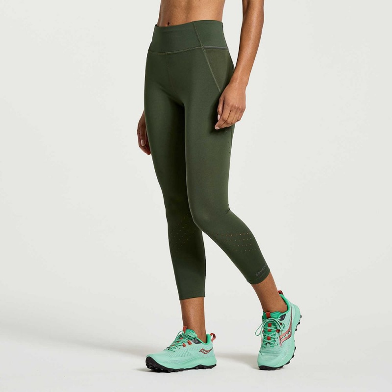 Saucony Explorer Utility Crop Tight Climbing Ivy | HLY-603427