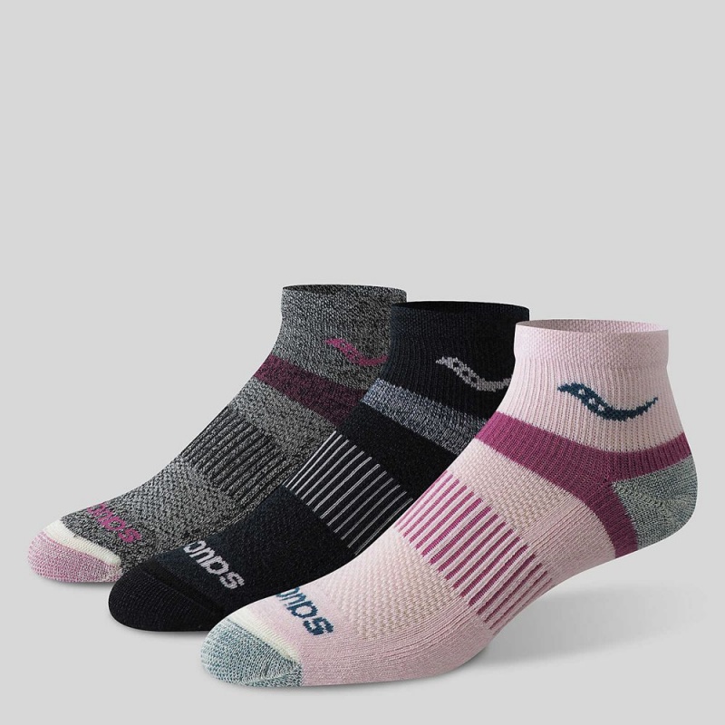 Saucony Inferno Merino Gyapjú Blend Quarter 3-Pack Sock Rózsaszín | YHO-608457