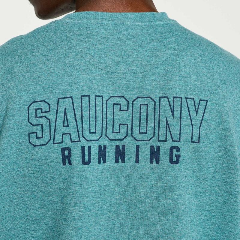 Saucony Rested Crewneck North Atlantic Heather Graphic | OEZ-410578