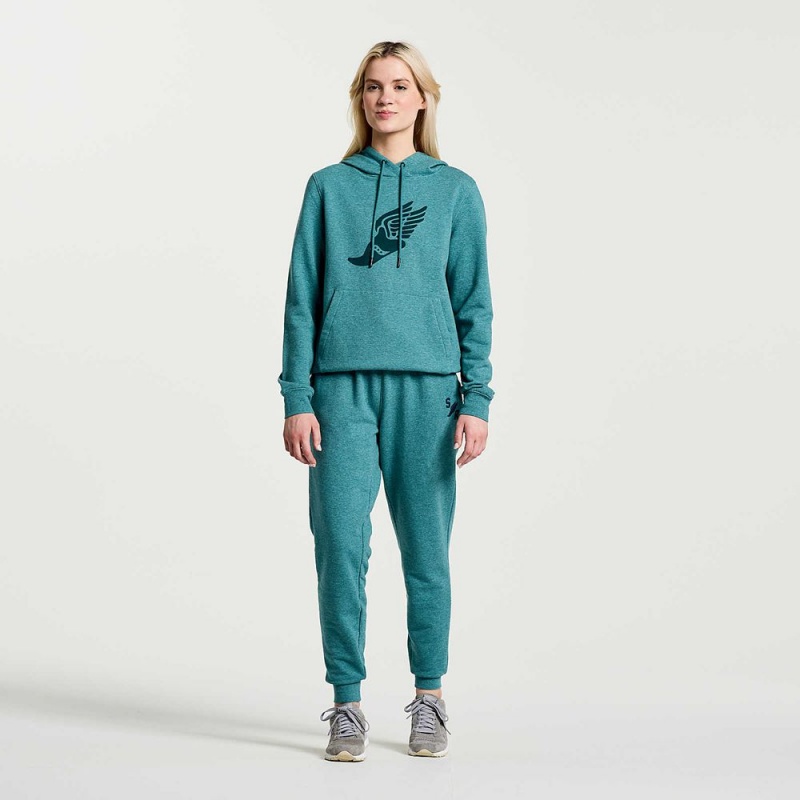 Saucony Rested Hoodie North Atlantic Heather Graphic | GUR-219703