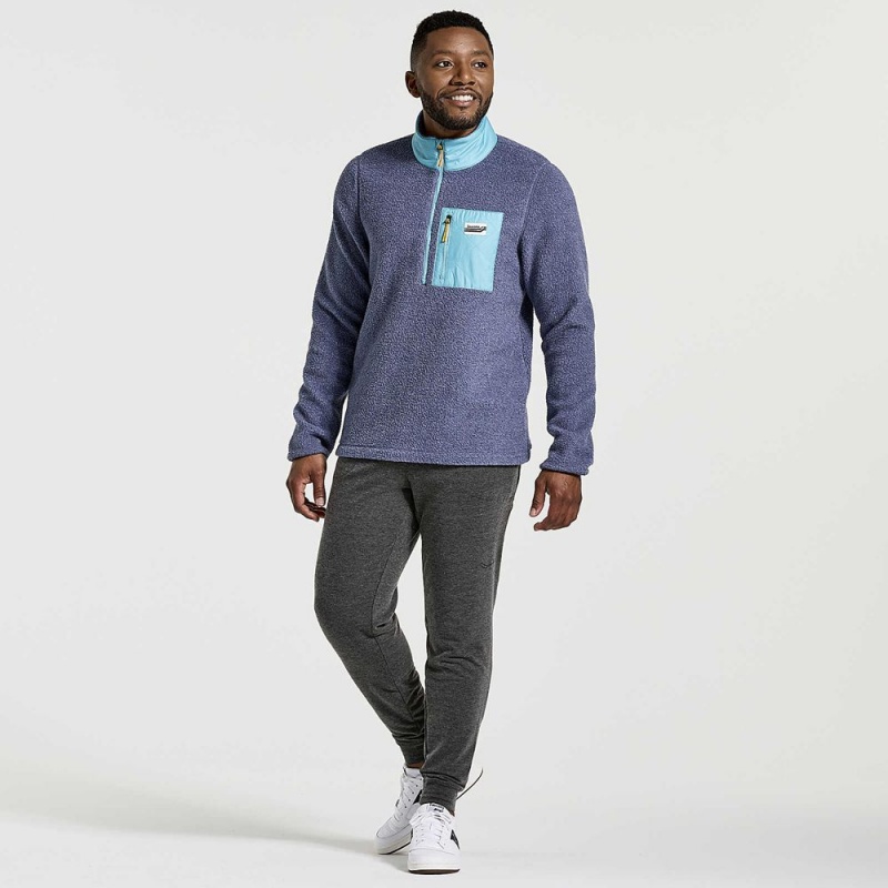 Saucony Rested Sherpa 1/4 Zip Sodalite Heather | WVJ-680495