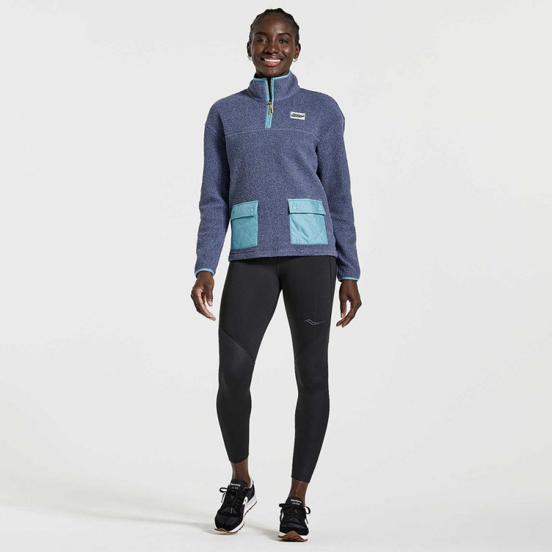 Saucony Rested Sherpa 1/4 Zip Sodalite Heather | WPR-634180