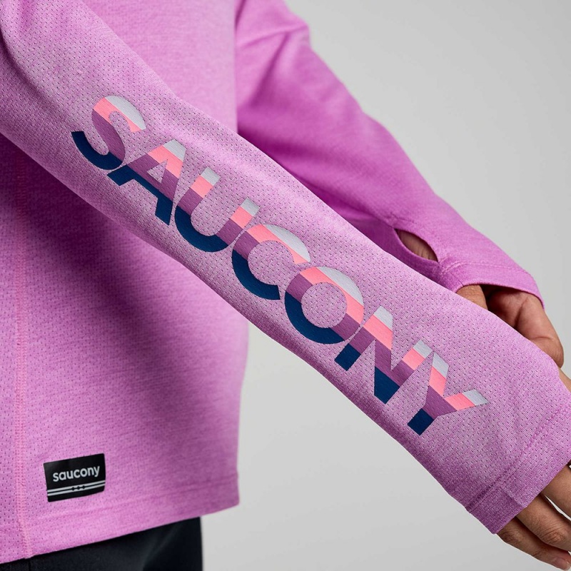 Saucony Stopwatch Grafika Long Sleeve Grape Heather Graphic | ISC-281534