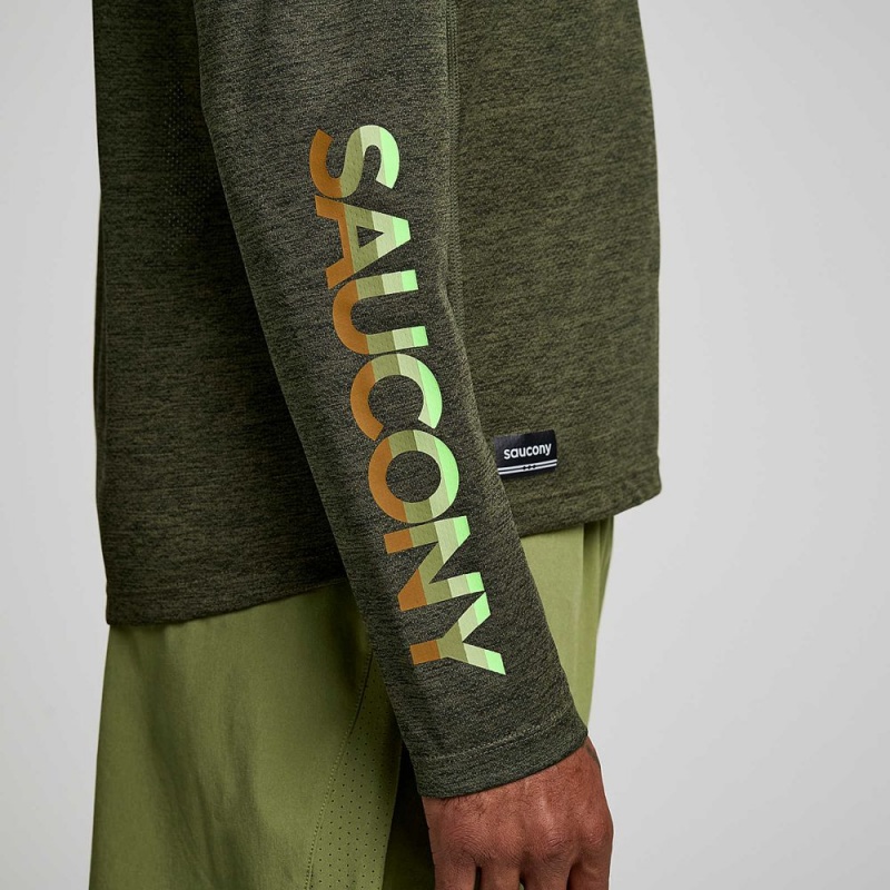 Saucony Stopwatch Grafika Long Sleeve Umbra Heather Graphic | OSI-503714