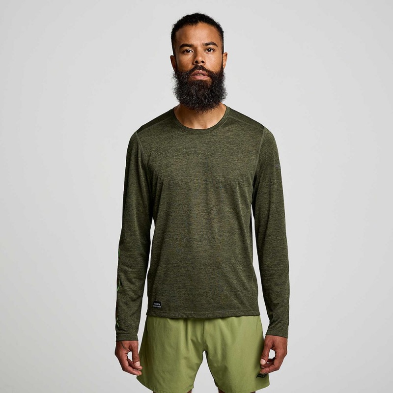 Saucony Stopwatch Grafika Long Sleeve Umbra Heather Graphic | OSI-503714