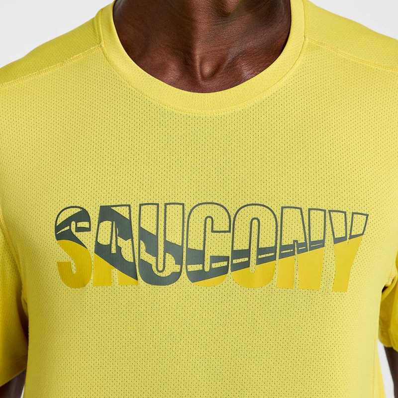 Saucony Stopwatch Grafika Rövid Sleeve Sulphur Heather Graphic | IPJ-614098