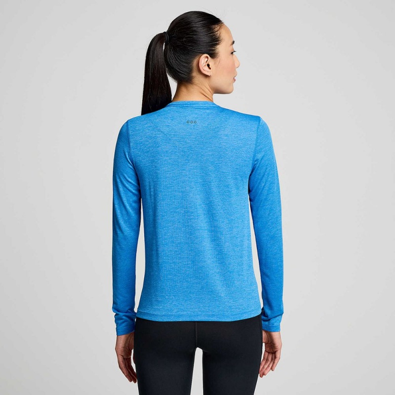 Saucony Stopwatch Long Sleeve Bluelight Heather | CQO-147392