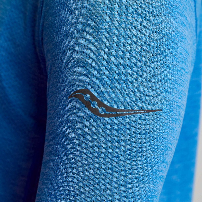 Saucony Stopwatch Long Sleeve Bluelight Heather | CQO-147392