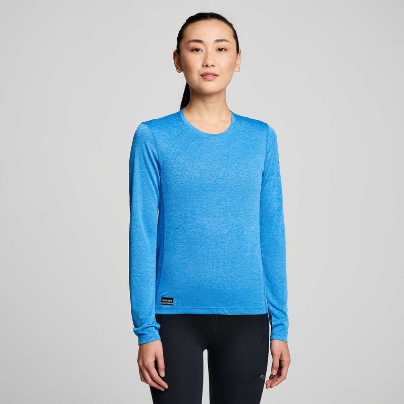 Saucony Stopwatch Long Sleeve Bluelight Heather | CQO-147392