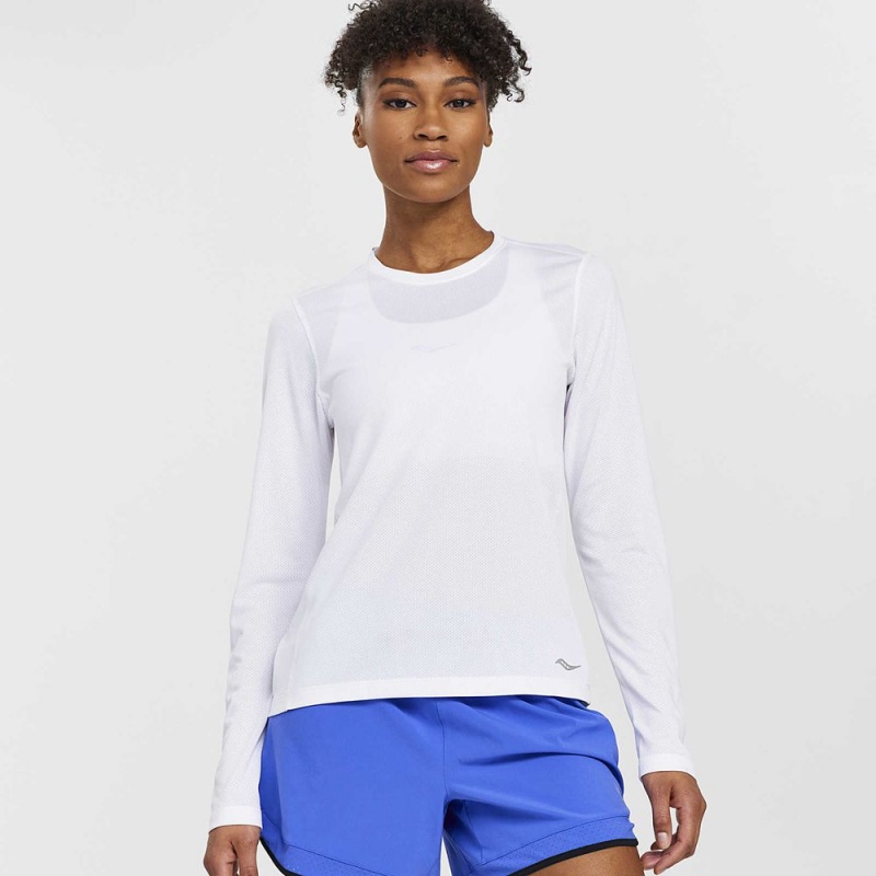 Saucony Stopwatch Long Sleeve Fehér | TSZ-463172