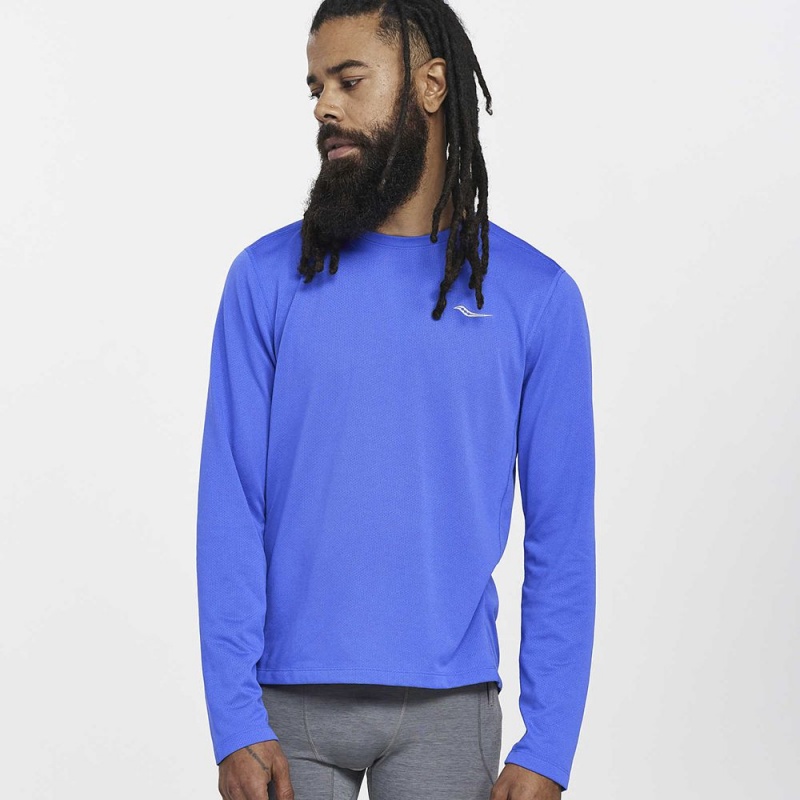 Saucony Stopwatch Long Sleeve Kék | CVB-453716