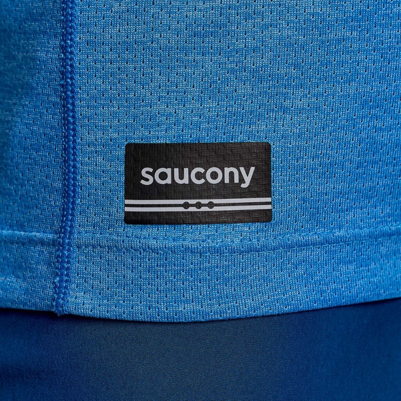 Saucony Stopwatch Rövid Sleeve Bluelight Heather | ZTJ-452387